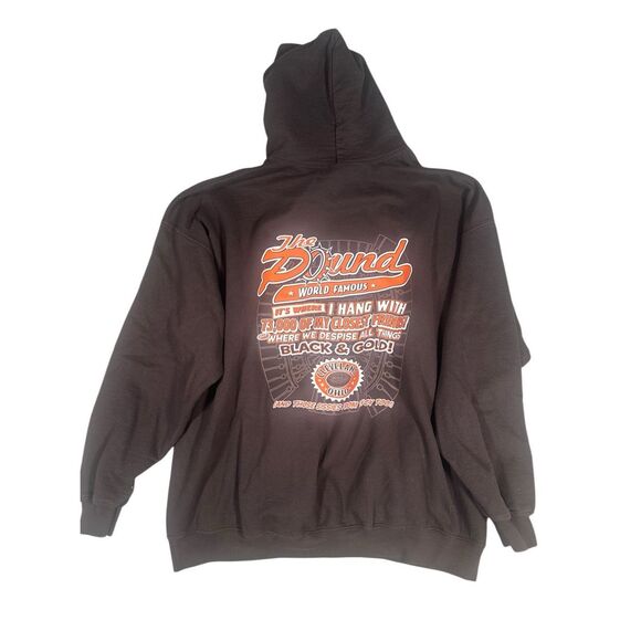 Vintage The Pound Graphic Hoodie Pullover Sweatshirt Brown/Orange 2XL Y2K Retro - Picture 2 of 11